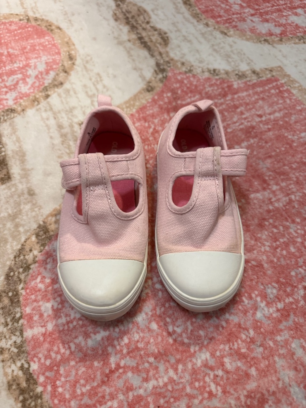 Old Navy Light Pink Canvas T‑Strap Kids Sneakers